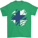 Torn Finland Flag Finnish Day Football Mens T-Shirt 100% Cotton Irish Green