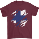 Torn Finland Flag Finnish Day Football Mens T-Shirt 100% Cotton Maroon