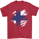 Torn Finland Flag Finnish Day Football Mens T-Shirt 100% Cotton Red