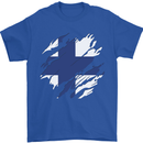 Torn Finland Flag Finnish Day Football Mens T-Shirt 100% Cotton Royal Blue