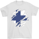 Torn Finland Flag Finnish Day Football Mens T-Shirt 100% Cotton White