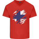 Torn Finland Flag Finnish Day Football Mens V-Neck Cotton T-Shirt Red