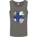 Torn Finland Flag Finnish Day Football Mens Vest Tank Top Charcoal