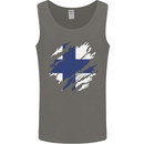 Torn Finland Flag Finnish Day Football Mens Vest Tank Top Charcoal