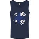 Torn Finland Flag Finnish Day Football Mens Vest Tank Top Navy Blue