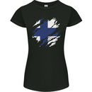 Torn Finland Flag Finnish Day Football Womens Petite Cut T-Shirt Black