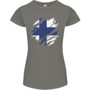 Torn Finland Flag Finnish Day Football Womens Petite Cut T-Shirt Charcoal