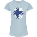 Torn Finland Flag Finnish Day Football Womens Petite Cut T-Shirt Light Blue