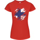 Torn Finland Flag Finnish Day Football Womens Petite Cut T-Shirt Red