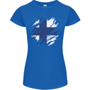 Torn Finland Flag Finnish Day Football Womens Petite Cut T-Shirt Royal Blue