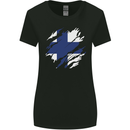 Torn Finland Flag Finnish Day Football Womens Wider Cut T-Shirt Black
