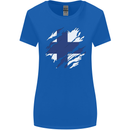 Torn Finland Flag Finnish Day Football Womens Wider Cut T-Shirt Royal Blue