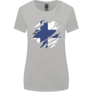 Torn Finland Flag Finnish Day Football Womens Wider Cut T-Shirt Sports Grey