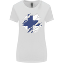 Torn Finland Flag Finnish Day Football Womens Wider Cut T-Shirt White
