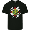 Torn Flag ALDERNEY Mens Cotton T-Shirt Tee Top Black
