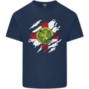 Torn Flag ALDERNEY Mens Cotton T-Shirt Tee Top Navy Blue