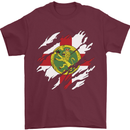 Torn Flag ALDERNEY Mens T-Shirt 100% Cotton Maroon