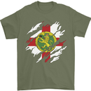 Torn Flag ALDERNEY Mens T-Shirt 100% Cotton Military Green