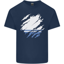 Torn Flag ALTAI REPUBLIC Mens Cotton T-Shirt Tee Top Navy Blue