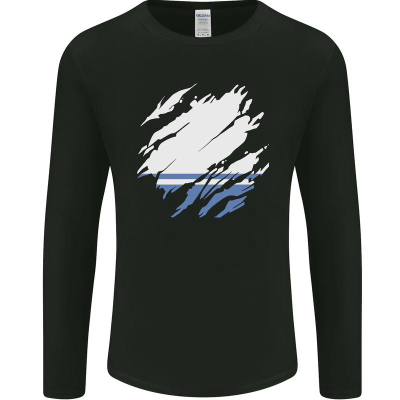 Torn Flag ALTAI REPUBLIC Mens Long Sleeve T-Shirt Black