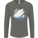 Torn Flag ALTAI REPUBLIC Mens Long Sleeve T-Shirt Charcoal