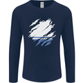 Torn Flag ALTAI REPUBLIC Mens Long Sleeve T-Shirt Navy Blue