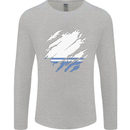 Torn Flag ALTAI REPUBLIC Mens Long Sleeve T-Shirt Sports Grey