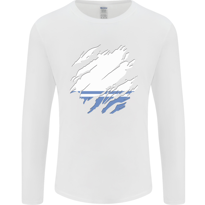 Torn Flag ALTAI REPUBLIC Mens Long Sleeve T-Shirt White