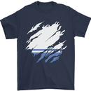 Torn Flag ALTAI REPUBLIC Mens T-Shirt 100% Cotton Navy Blue