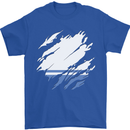 Torn Flag ALTAI REPUBLIC Mens T-Shirt 100% Cotton Royal Blue