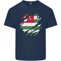 Torn Flag Abkhazia Mens Cotton T-Shirt Tee Top Navy Blue