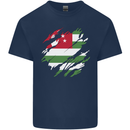 Torn Flag Abkhazia Mens Cotton T-Shirt Tee Top Navy Blue