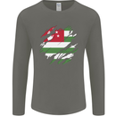 Torn Flag Abkhazia Mens Long Sleeve T-Shirt Charcoal