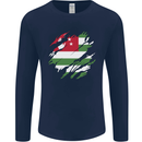 Torn Flag Abkhazia Mens Long Sleeve T-Shirt Navy Blue