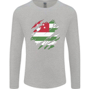 Torn Flag Abkhazia Mens Long Sleeve T-Shirt Sports Grey