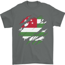 Torn Flag Abkhazia Mens T-Shirt 100% Cotton Charcoal