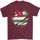 Torn Flag Abkhazia Mens T-Shirt 100% Cotton Maroon