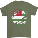 Torn Flag Abkhazia Mens T-Shirt 100% Cotton Military Green