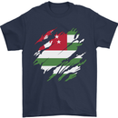 Torn Flag Abkhazia Mens T-Shirt 100% Cotton Navy Blue