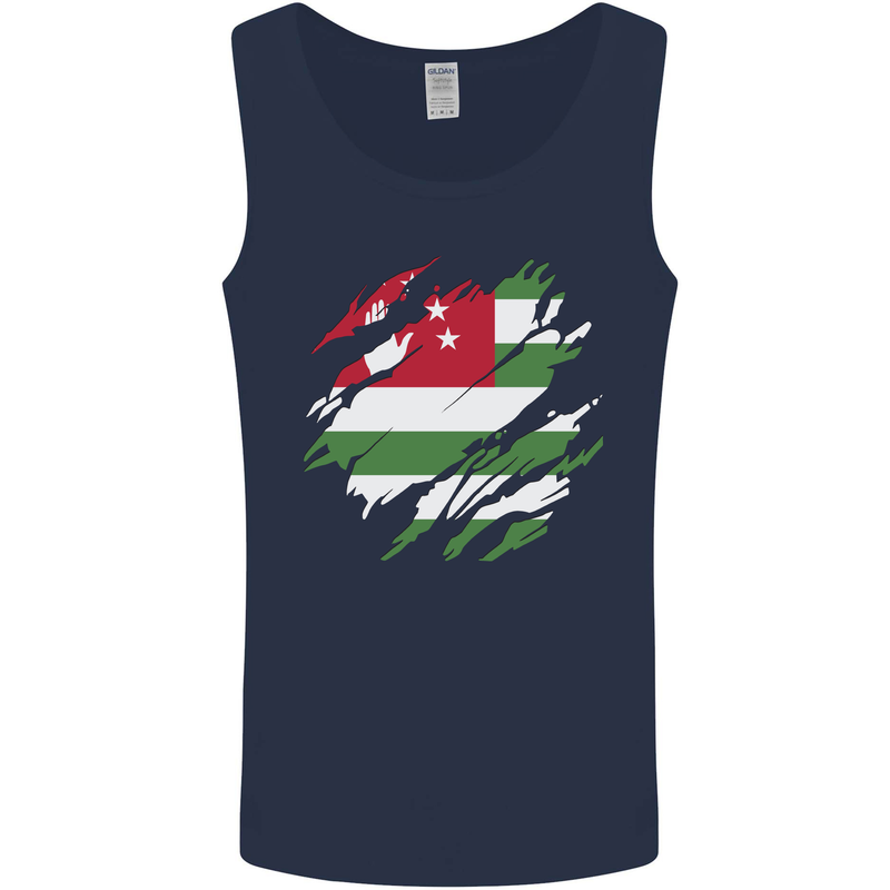 Torn Flag Abkhazia Mens Vest Tank Top Navy Blue