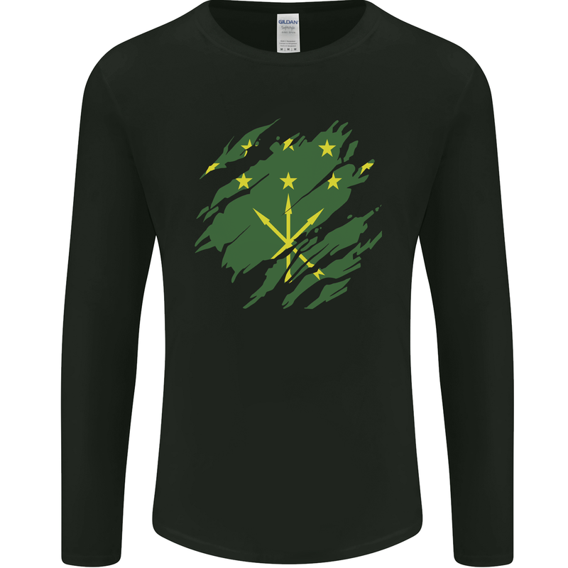 Torn Flag Adygea Mens Long Sleeve T-Shirt Black