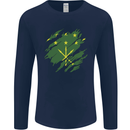 Torn Flag Adygea Mens Long Sleeve T-Shirt Navy Blue