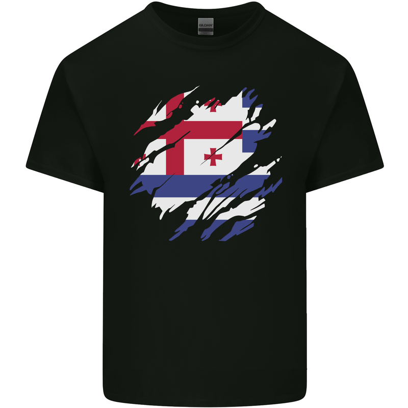 Torn Flag Ajaria Mens Cotton T-Shirt Tee Top Black