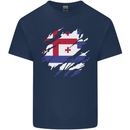 Torn Flag Ajaria Mens Cotton T-Shirt Tee Top Navy Blue
