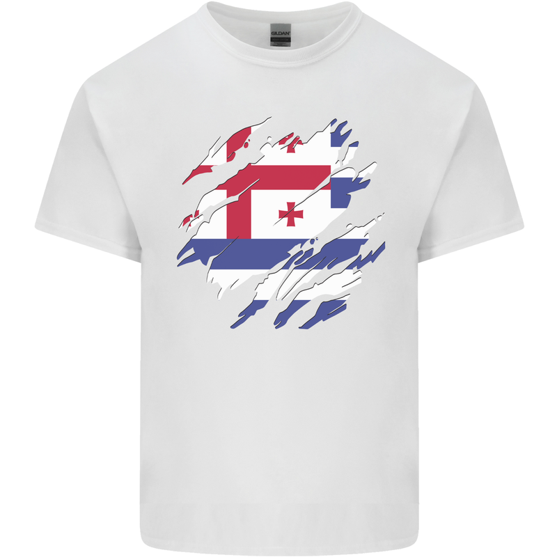 Torn Flag Ajaria Mens Cotton T-Shirt Tee Top White