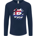Torn Flag Ajaria Mens Long Sleeve T-Shirt Navy Blue