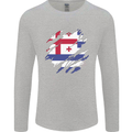 Torn Flag Ajaria Mens Long Sleeve T-Shirt Sports Grey