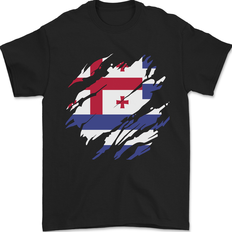 Torn Flag Ajaria Mens T-Shirt 100% Cotton Black