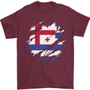 Torn Flag Ajaria Mens T-Shirt 100% Cotton Maroon
