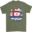 Torn Flag Ajaria Mens T-Shirt 100% Cotton Military Green